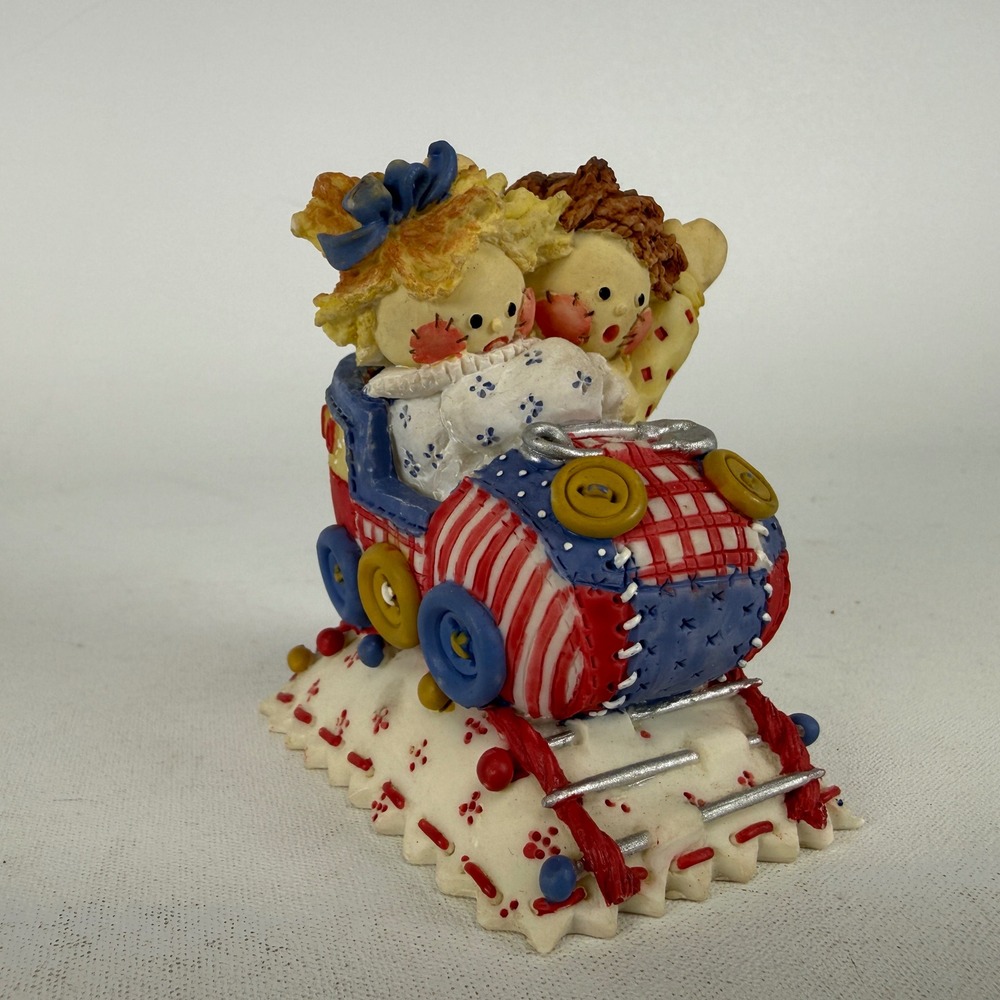 Enesco Cute as a Button Figurine Rag Dolls Patchwork Roller Coaster Figurine